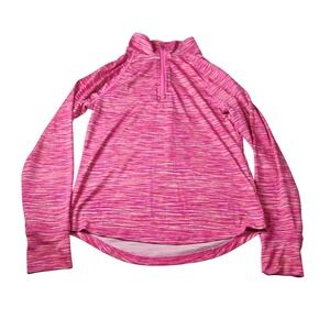 Mambo Australia‎ Girls Pink Striped 1/4 Zip Long Sleeve Athletic Top Size 14